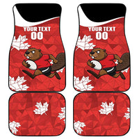 Canada Rugby Custom Car Mats Beaver Mascot Go Canadian
