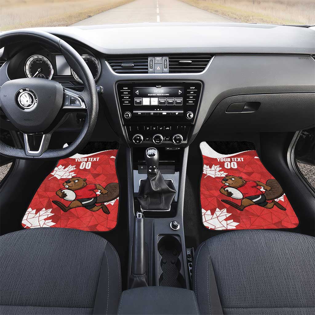 Canada Rugby Custom Car Mats Beaver Mascot Go Canadian