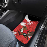 Canada Rugby Custom Car Mats Beaver Mascot Go Canadian