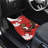 Canada Rugby Custom Car Mats Beaver Mascot Go Canadian