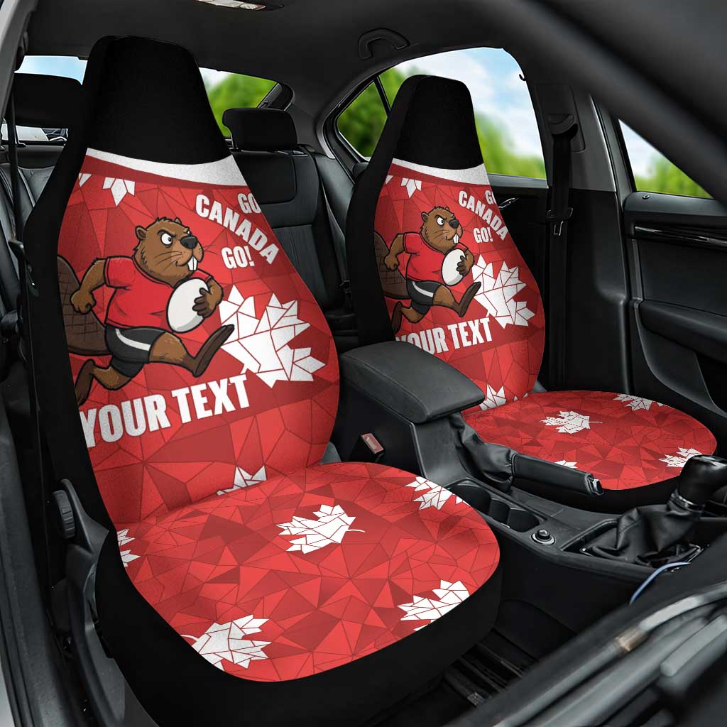 Canada Rugby Custom Car Seat Cover Beaver Mascot Go Canadian