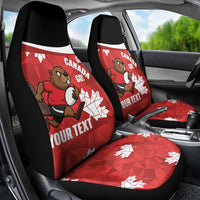 Canada Rugby Custom Car Seat Cover Beaver Mascot Go Canadian