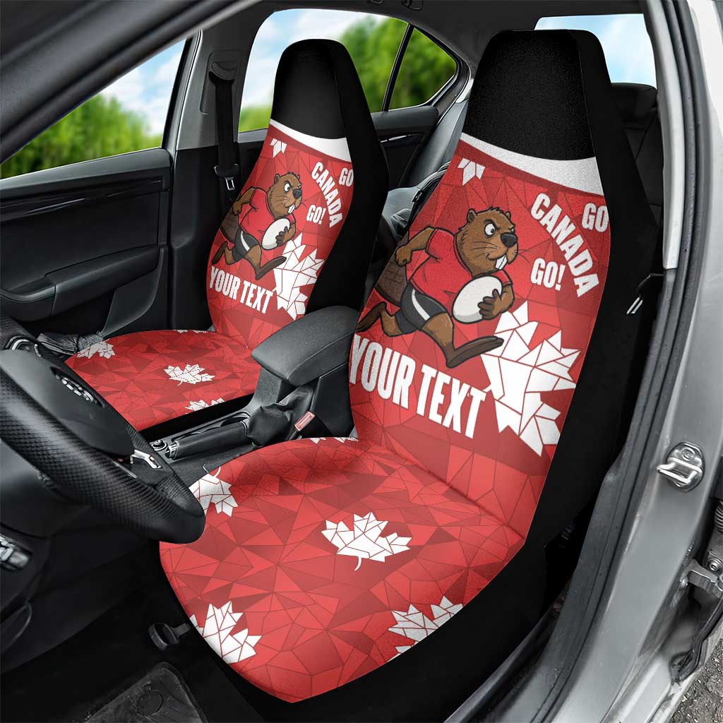 Canada Rugby Custom Car Seat Cover Beaver Mascot Go Canadian