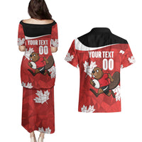 Canada Rugby Custom Couples Matching Puletasi and Hawaiian Shirt Beaver Mascot Go Canadian