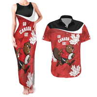 Canada Rugby Custom Couples Matching Tank Maxi Dress and Hawaiian Shirt Beaver Mascot Go Canadian