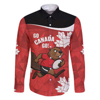 Canada Rugby Custom Family Matching Long Sleeve Bodycon Dress and Hawaiian Shirt Beaver Mascot Go Canadian
