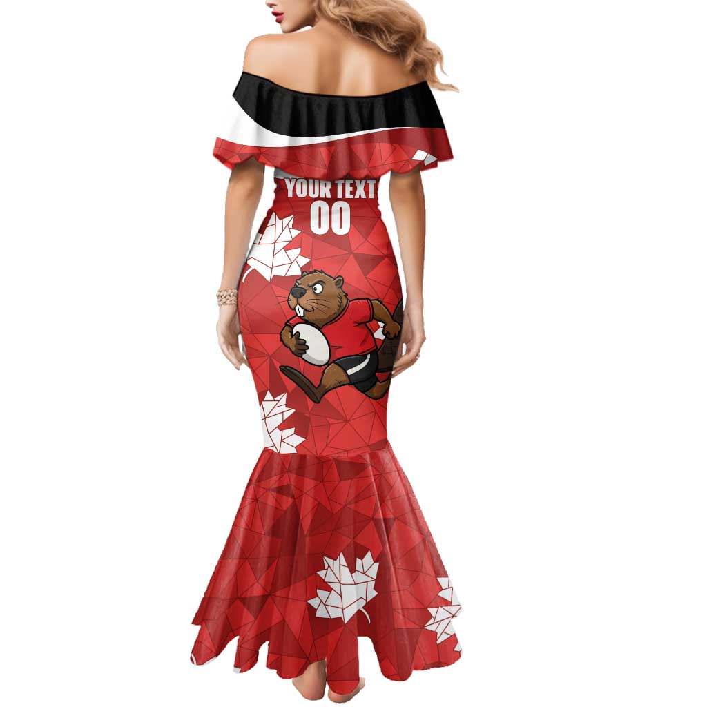 Canada Rugby Custom Family Matching Mermaid Dress and Hawaiian Shirt Beaver Mascot Go Canadian