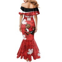Canada Rugby Custom Family Matching Mermaid Dress and Hawaiian Shirt Beaver Mascot Go Canadian