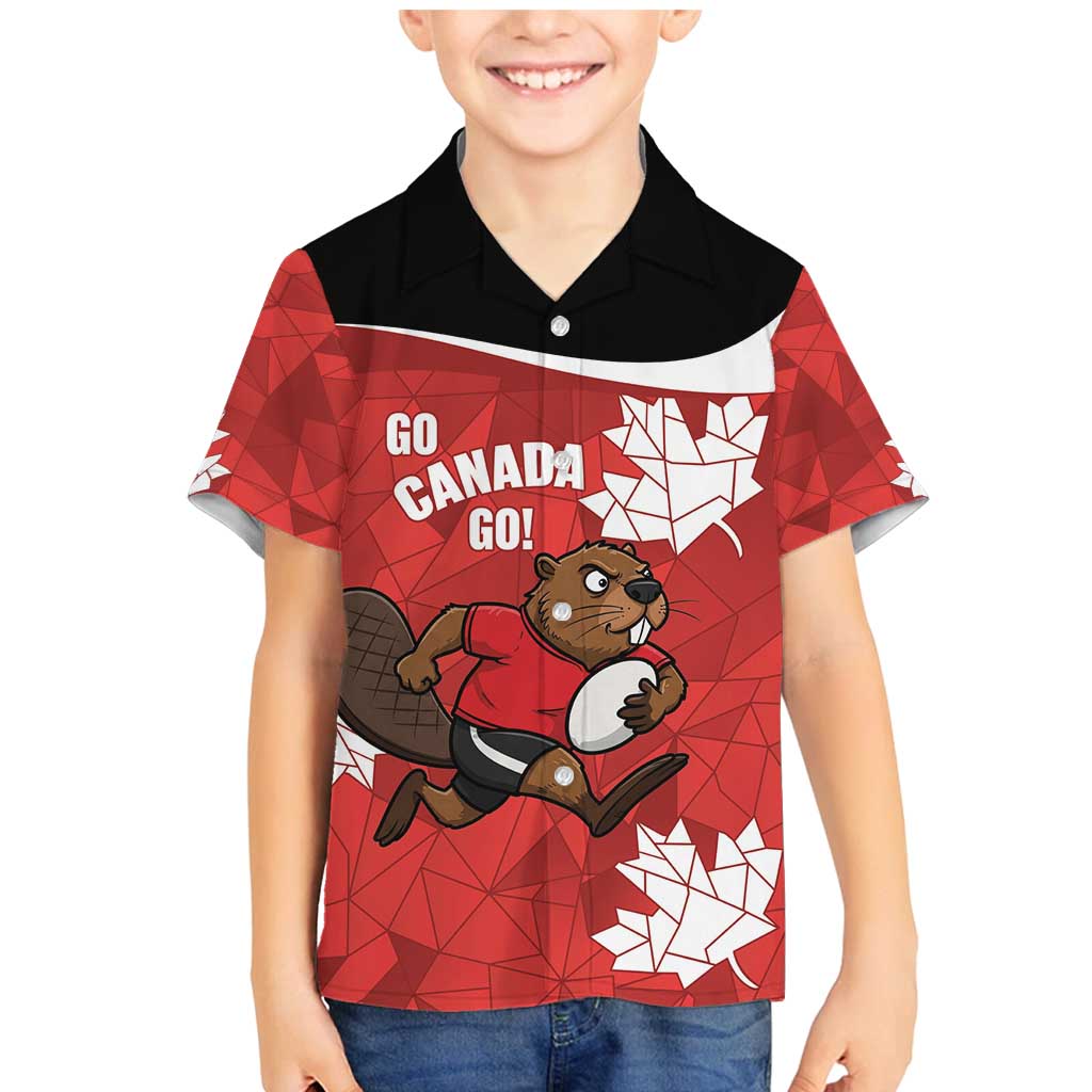 Canada Rugby Custom Family Matching Mermaid Dress and Hawaiian Shirt Beaver Mascot Go Canadian