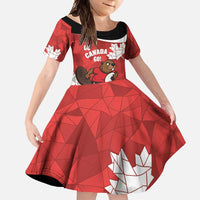 Canada Rugby Custom Family Matching Off Shoulder Maxi Dress and Hawaiian Shirt Beaver Mascot Go Canadian