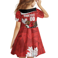 Canada Rugby Custom Family Matching Off Shoulder Maxi Dress and Hawaiian Shirt Beaver Mascot Go Canadian