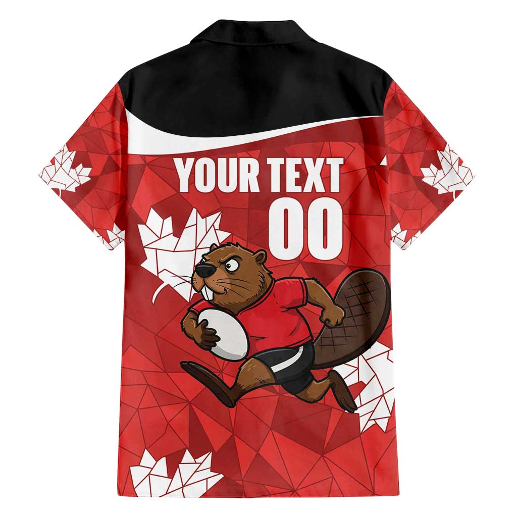 Canada Rugby Custom Family Matching Off Shoulder Short Dress and Hawaiian Shirt Beaver Mascot Go Canadian