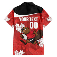Canada Rugby Custom Family Matching Off Shoulder Short Dress and Hawaiian Shirt Beaver Mascot Go Canadian