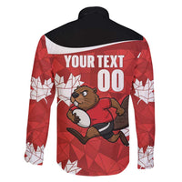 Canada Rugby Custom Family Matching Off Shoulder Short Dress and Hawaiian Shirt Beaver Mascot Go Canadian