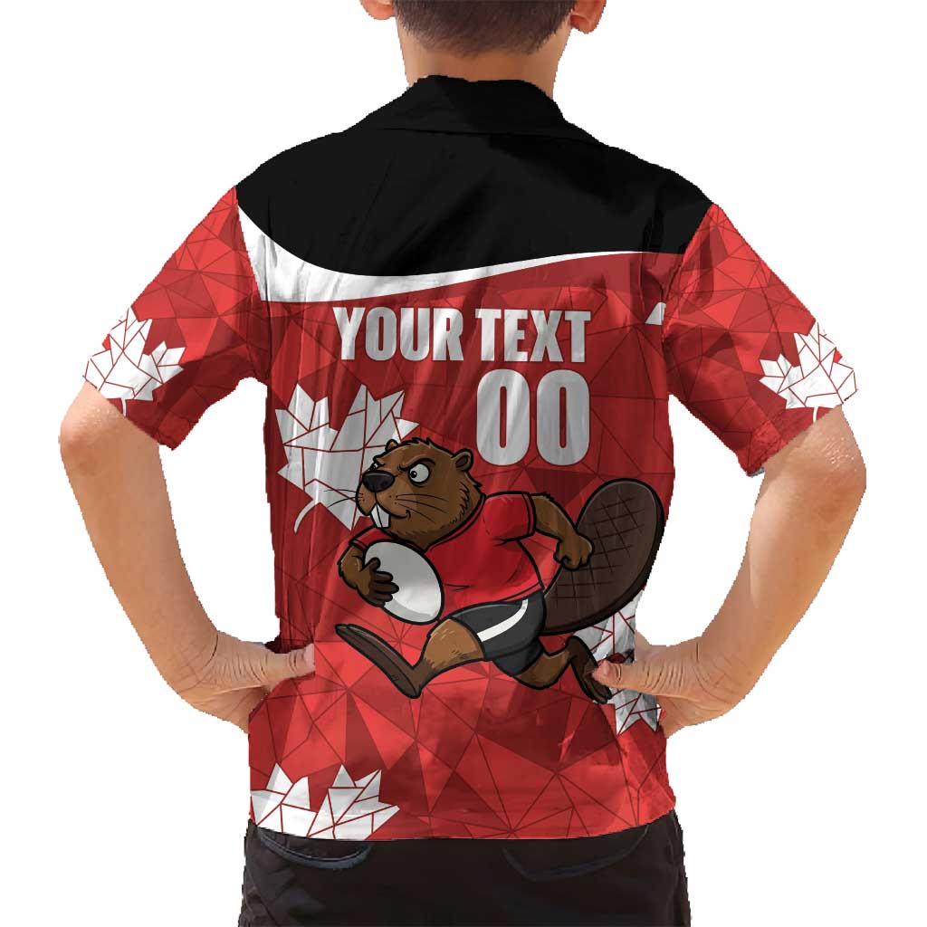 Canada Rugby Custom Family Matching Puletasi and Hawaiian Shirt Beaver Mascot Go Canadian