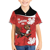 Canada Rugby Custom Family Matching Puletasi and Hawaiian Shirt Beaver Mascot Go Canadian