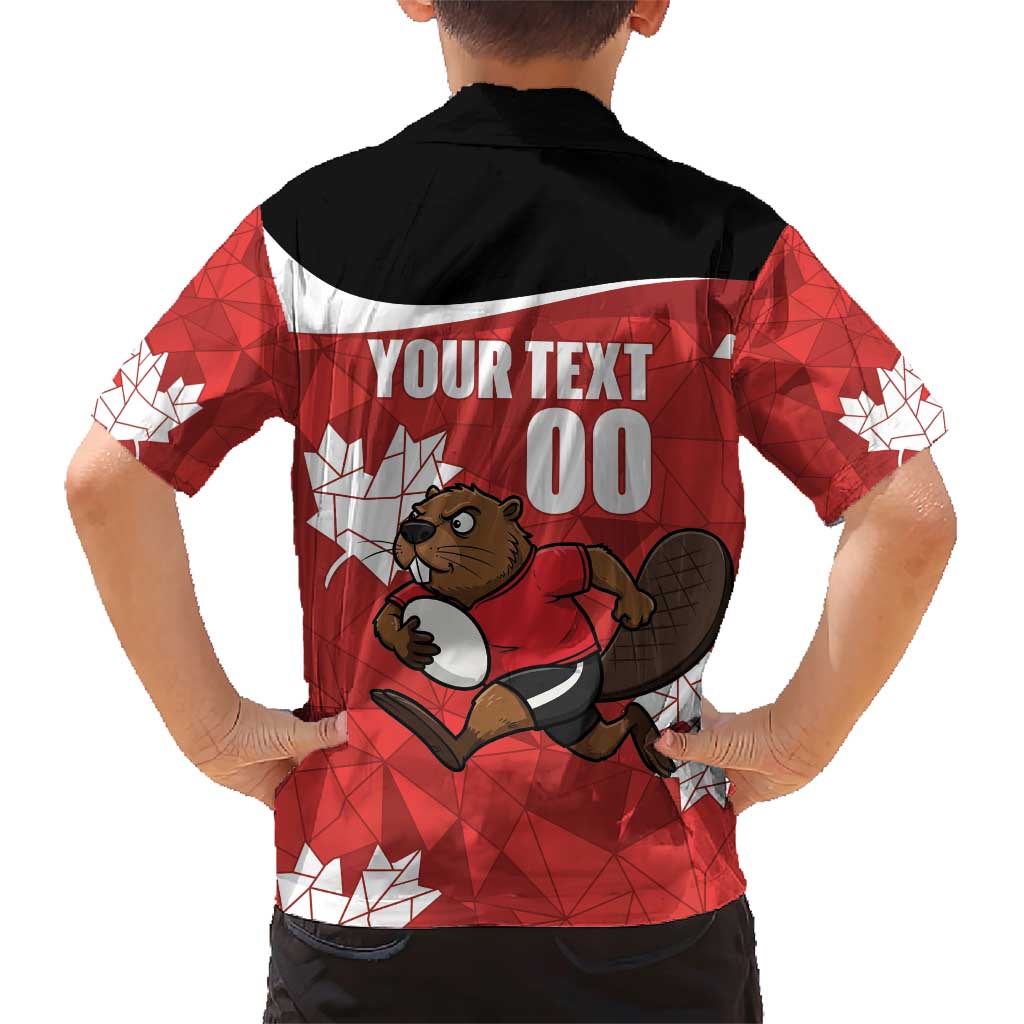 Canada Rugby Custom Family Matching Short Sleeve Bodycon Dress and Hawaiian Shirt Beaver Mascot Go Canadian