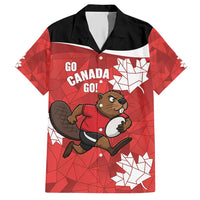 Canada Rugby Custom Family Matching Short Sleeve Bodycon Dress and Hawaiian Shirt Beaver Mascot Go Canadian