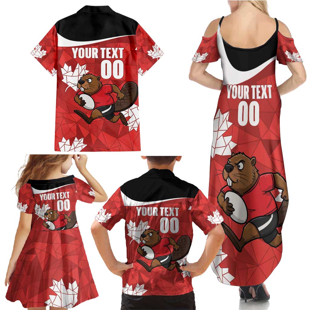Canada Rugby Custom Family Matching Summer Maxi Dress and Hawaiian Shirt Beaver Mascot Go Canadian
