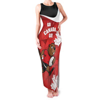 Canada Rugby Custom Family Matching Tank Maxi Dress and Hawaiian Shirt Beaver Mascot Go Canadian