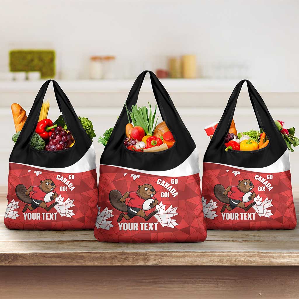 Canada Rugby Custom Grocery Bag Beaver Mascot Go Canadian