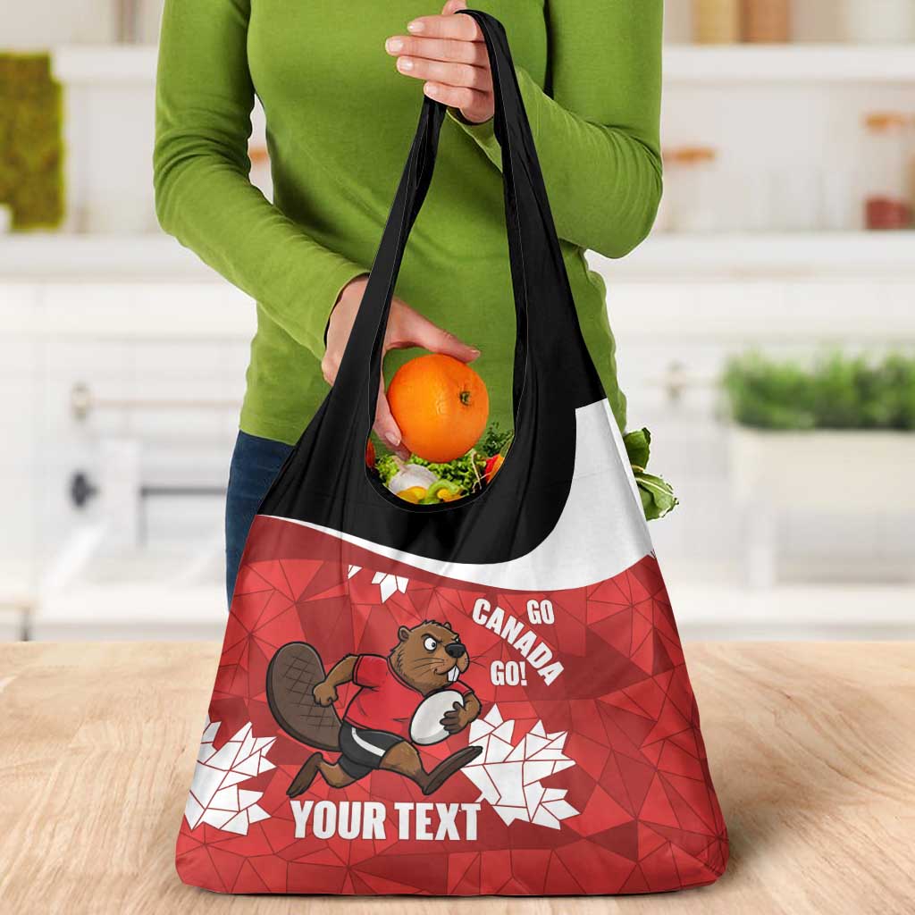 Canada Rugby Custom Grocery Bag Beaver Mascot Go Canadian