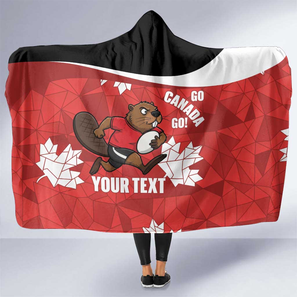 Canada Rugby Custom Hooded Blanket Beaver Mascot Go Canadian