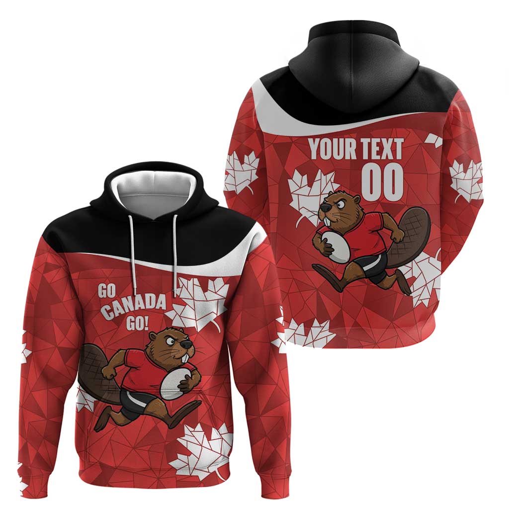 Canada Rugby Custom Hoodie Beaver Mascot Go Canadian