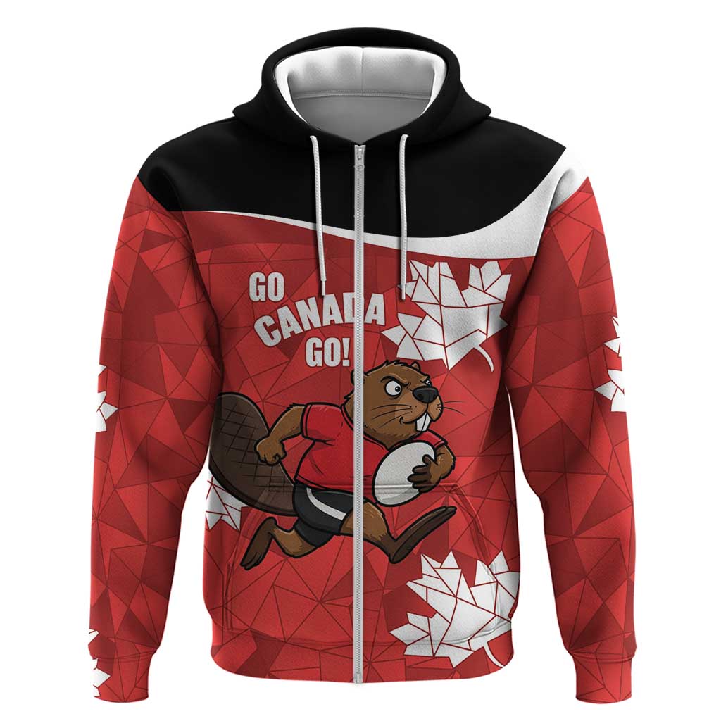 Canada Rugby Custom Hoodie Beaver Mascot Go Canadian