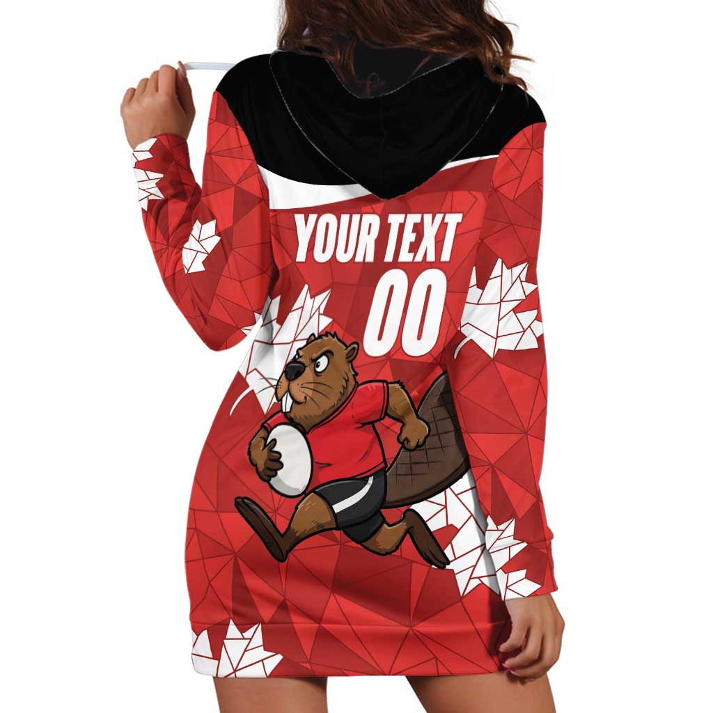 Canada Rugby Custom Hoodie Dress Beaver Mascot Go Canadian