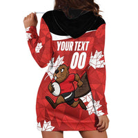 Canada Rugby Custom Hoodie Dress Beaver Mascot Go Canadian