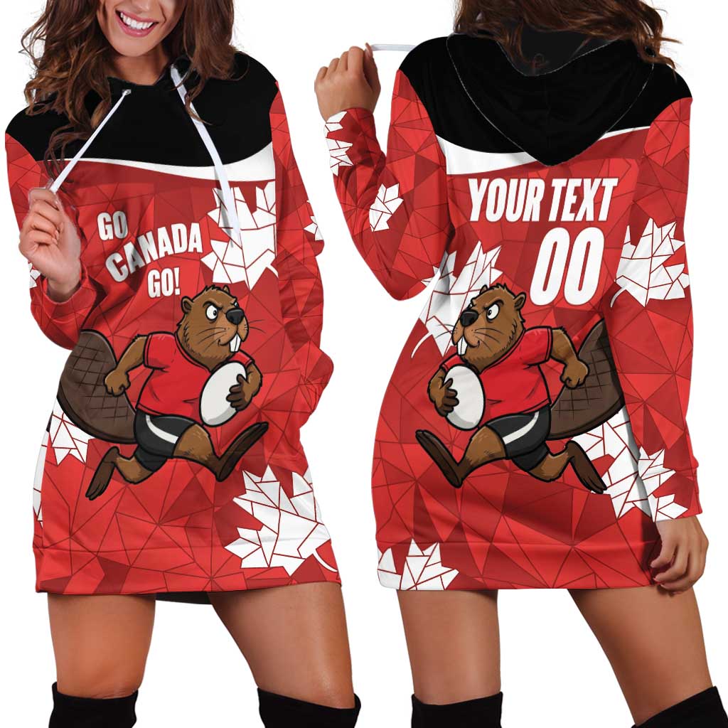 Canada Rugby Custom Hoodie Dress Beaver Mascot Go Canadian
