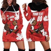 Canada Rugby Custom Hoodie Dress Beaver Mascot Go Canadian