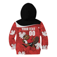 Canada Rugby Custom Kid Hoodie Beaver Mascot Go Canadian