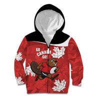 Canada Rugby Custom Kid Hoodie Beaver Mascot Go Canadian