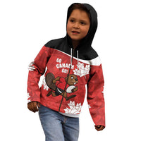 Canada Rugby Custom Kid Hoodie Beaver Mascot Go Canadian