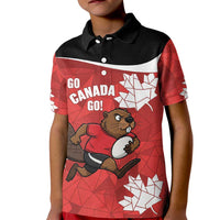Canada Rugby Custom Kid Polo Shirt Beaver Mascot Go Canadian