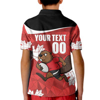 Canada Rugby Custom Kid Polo Shirt Beaver Mascot Go Canadian
