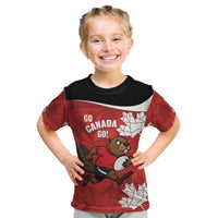 Canada Rugby Custom Kid T Shirt Beaver Mascot Go Canadian