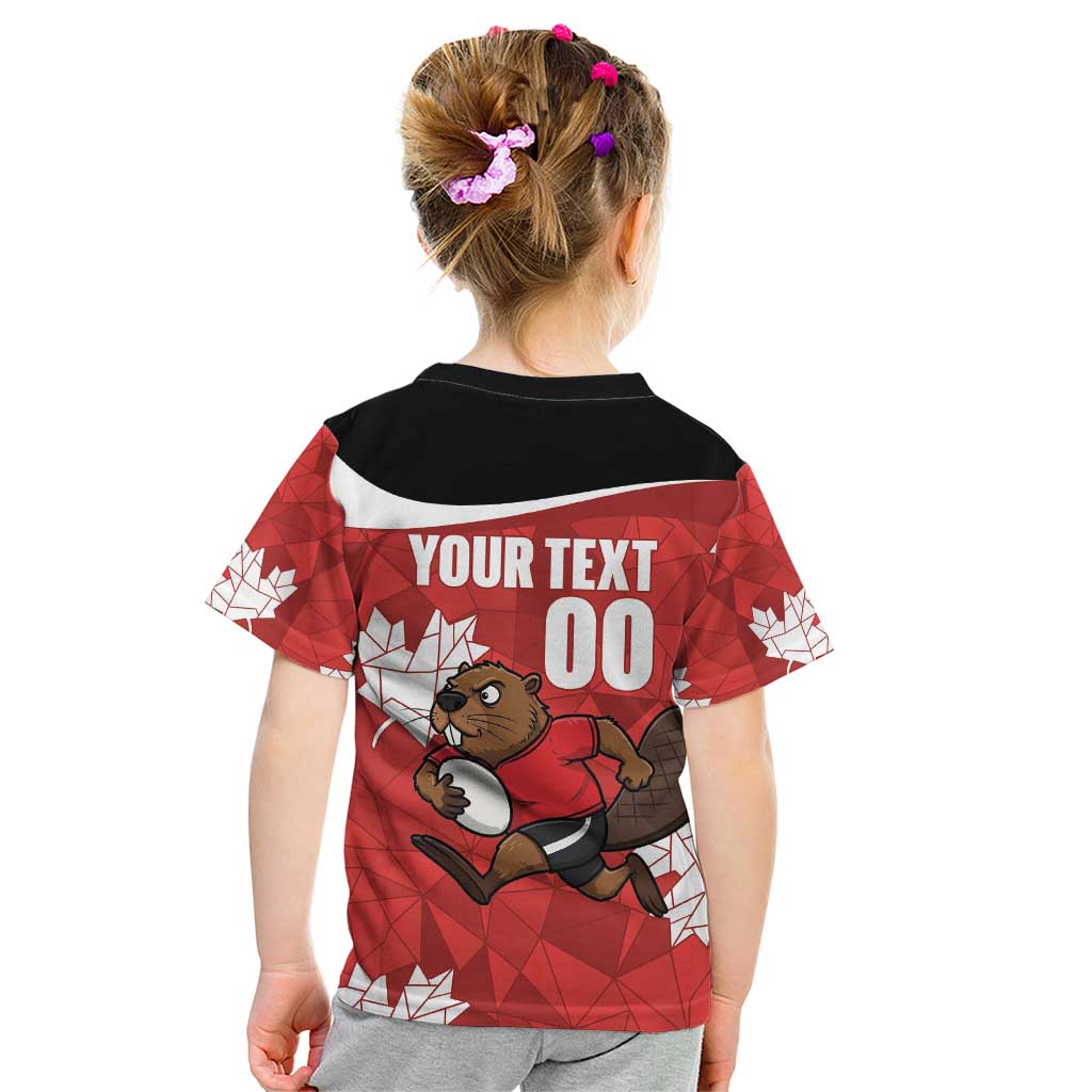 Canada Rugby Custom Kid T Shirt Beaver Mascot Go Canadian