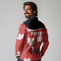 Canada Rugby Custom Long Sleeve Polo Shirt Beaver Mascot Go Canadian