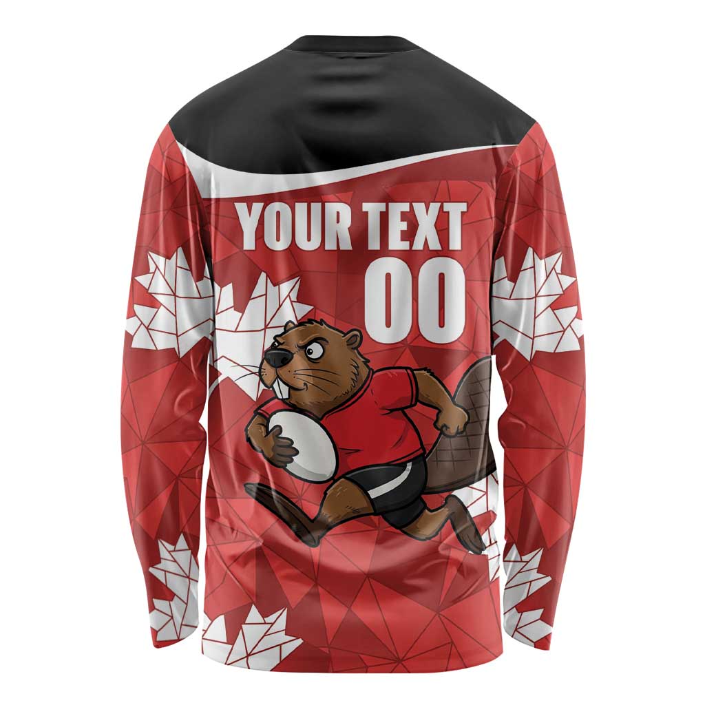 Canada Rugby Custom Long Sleeve Shirt Beaver Mascot Go Canadian