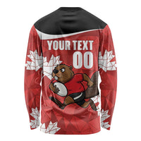 Canada Rugby Custom Long Sleeve Shirt Beaver Mascot Go Canadian