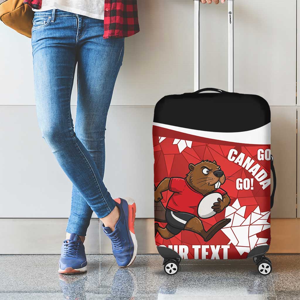 Canada Rugby Custom Luggage Cover Beaver Mascot Go Canadian