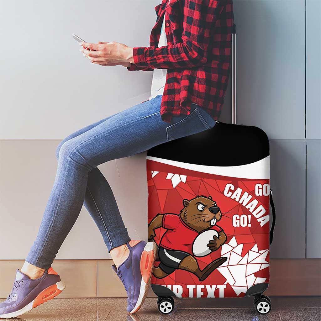 Canada Rugby Custom Luggage Cover Beaver Mascot Go Canadian