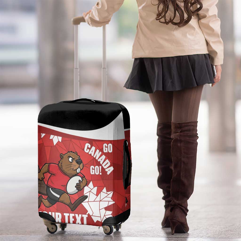 Canada Rugby Custom Luggage Cover Beaver Mascot Go Canadian