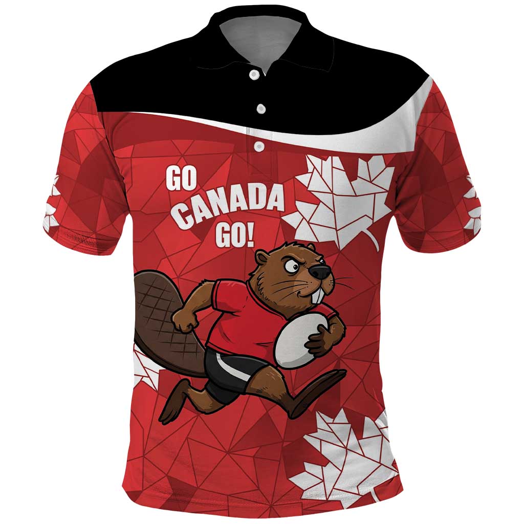 Canada Rugby Custom Polo Shirt Beaver Mascot Go Canadian