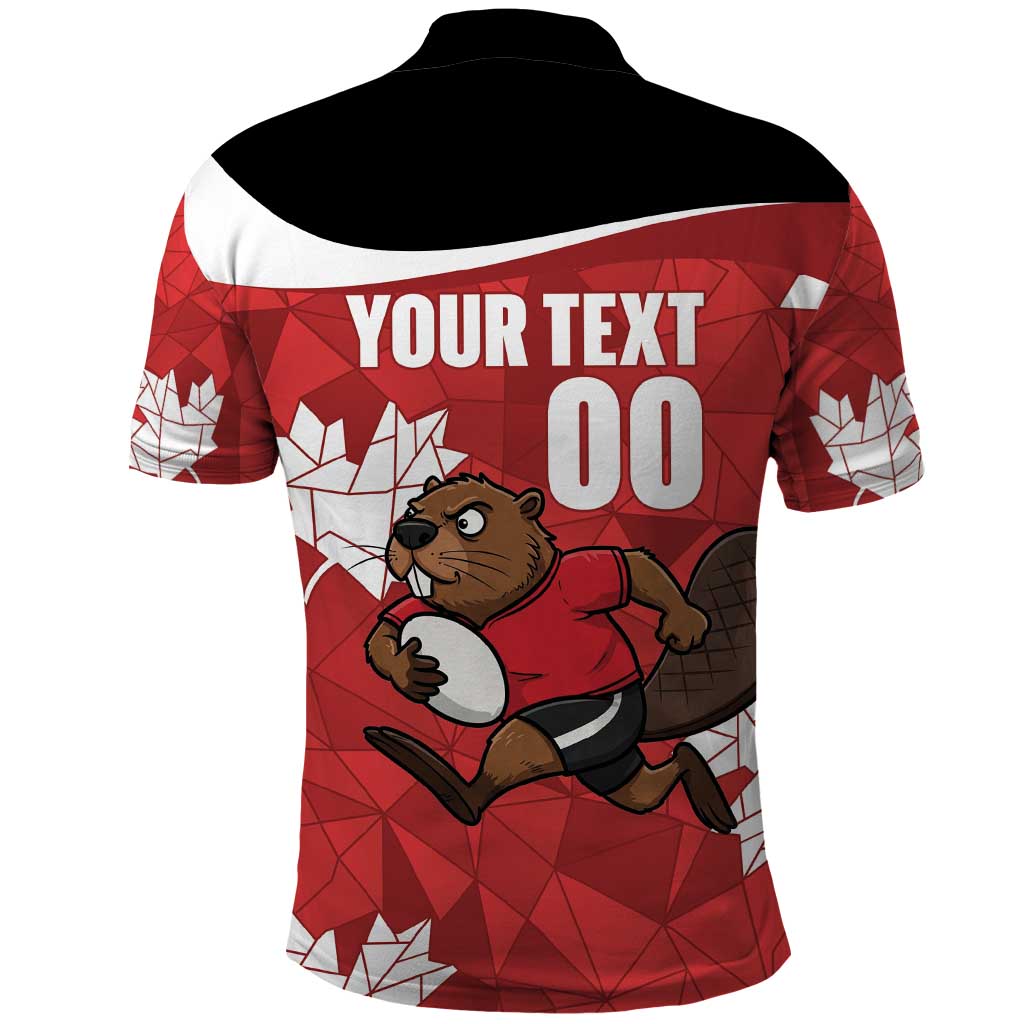 Canada Rugby Custom Polo Shirt Beaver Mascot Go Canadian