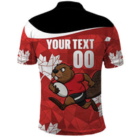 Canada Rugby Custom Polo Shirt Beaver Mascot Go Canadian