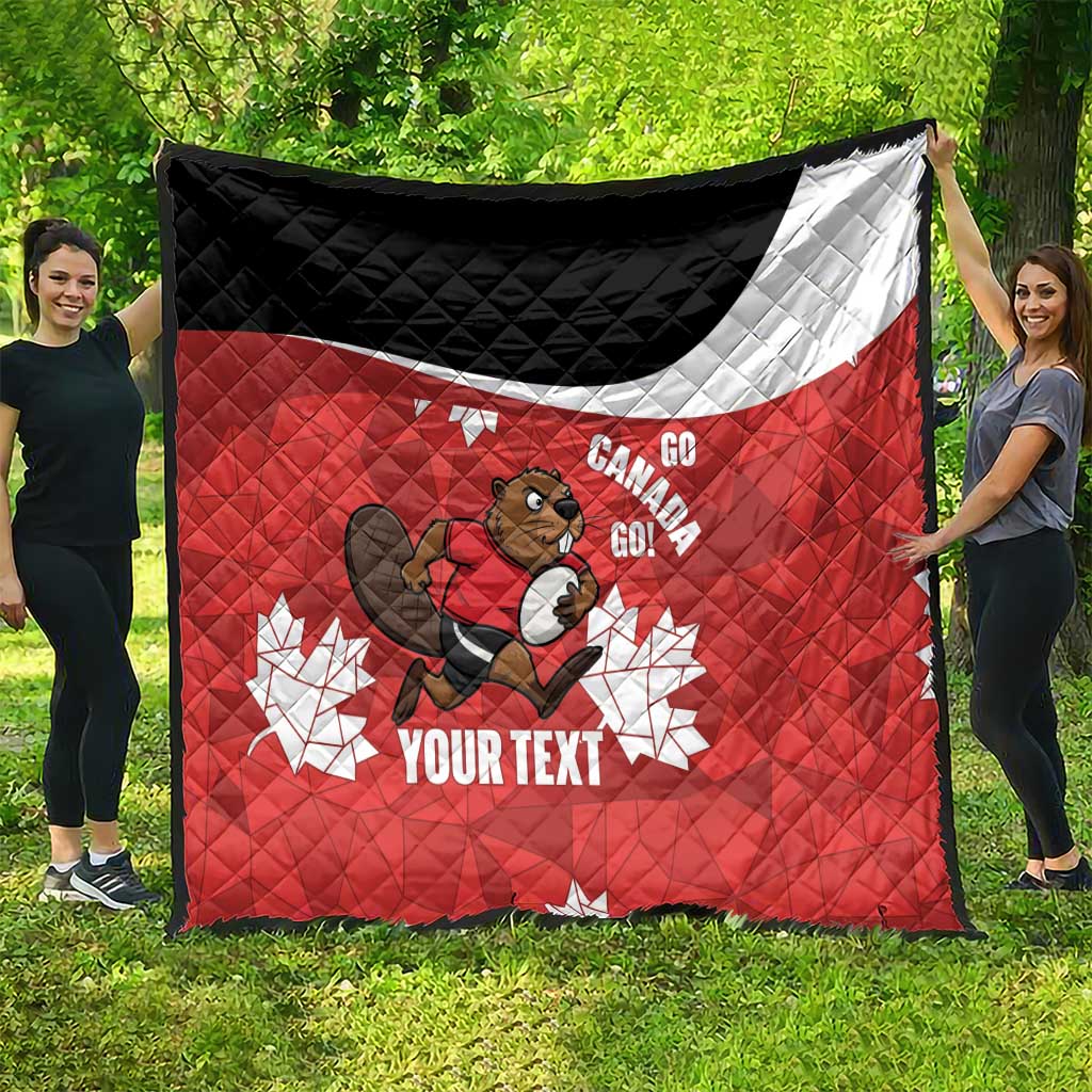 Canada Rugby Custom Quilt Beaver Mascot Go Canadian
